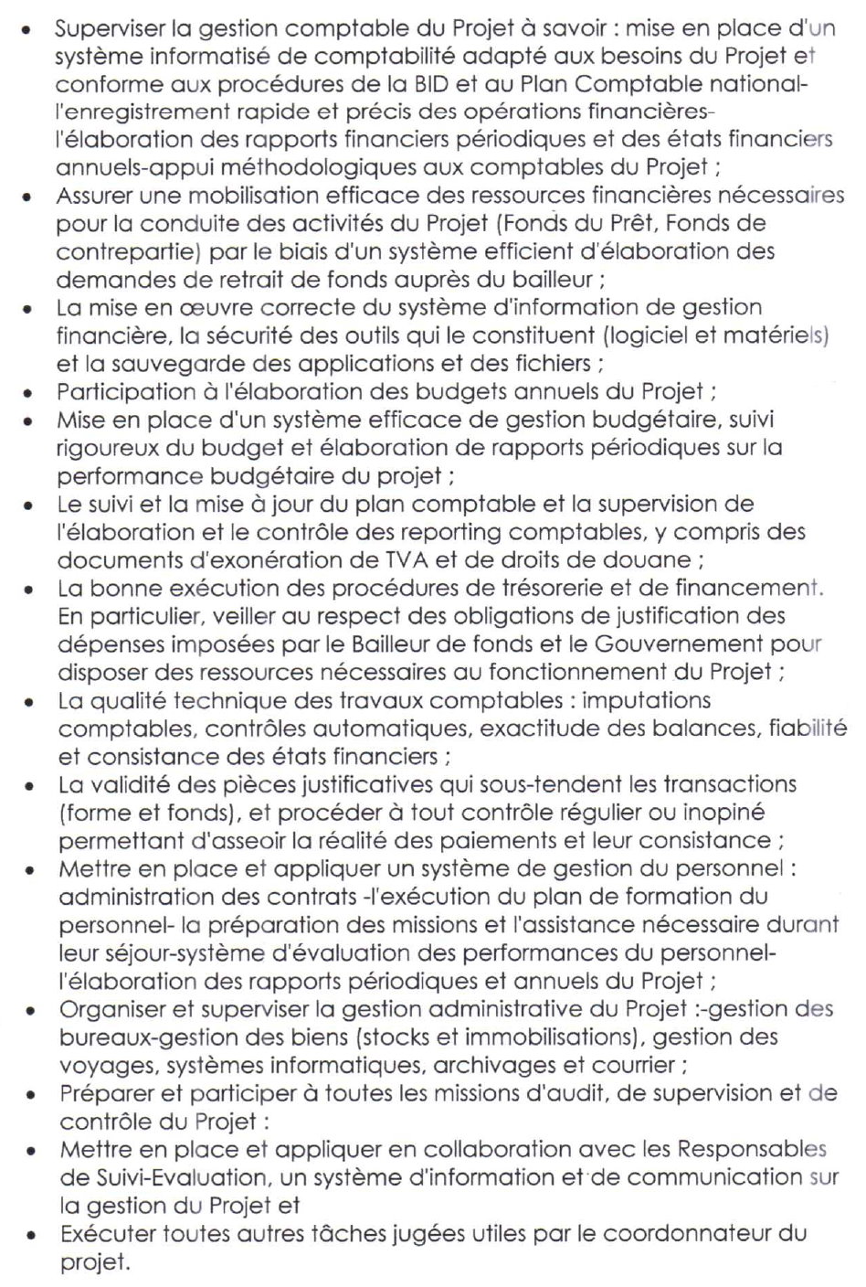 Avis de Recrutement d'un(e) Responsable Administratif et Financier | page 4