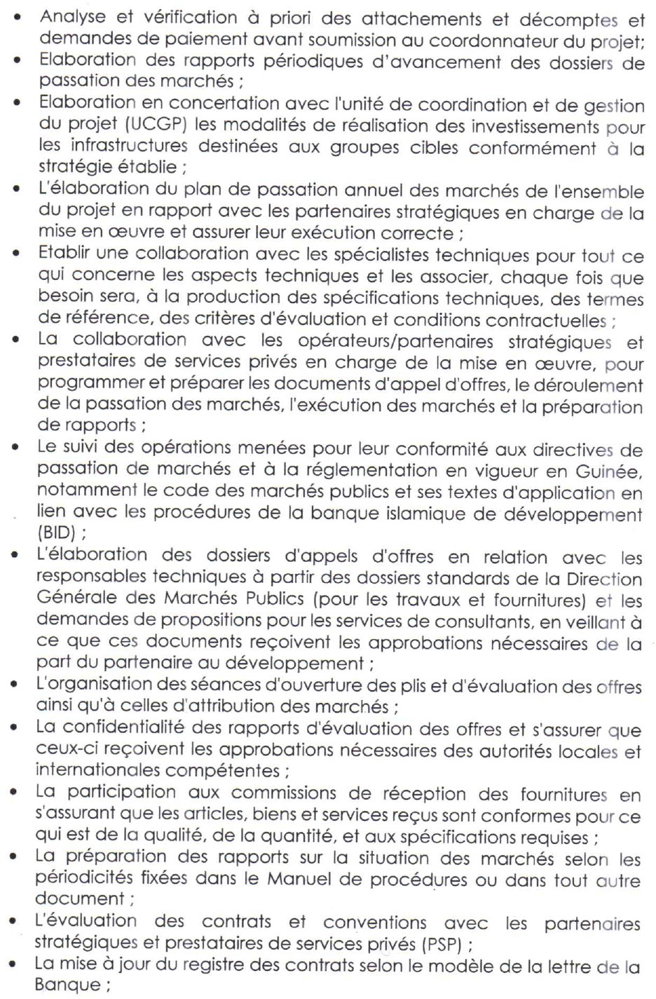 Avis de Recrutement d'un(e) Responsable en Passation de Marchés | Page 4