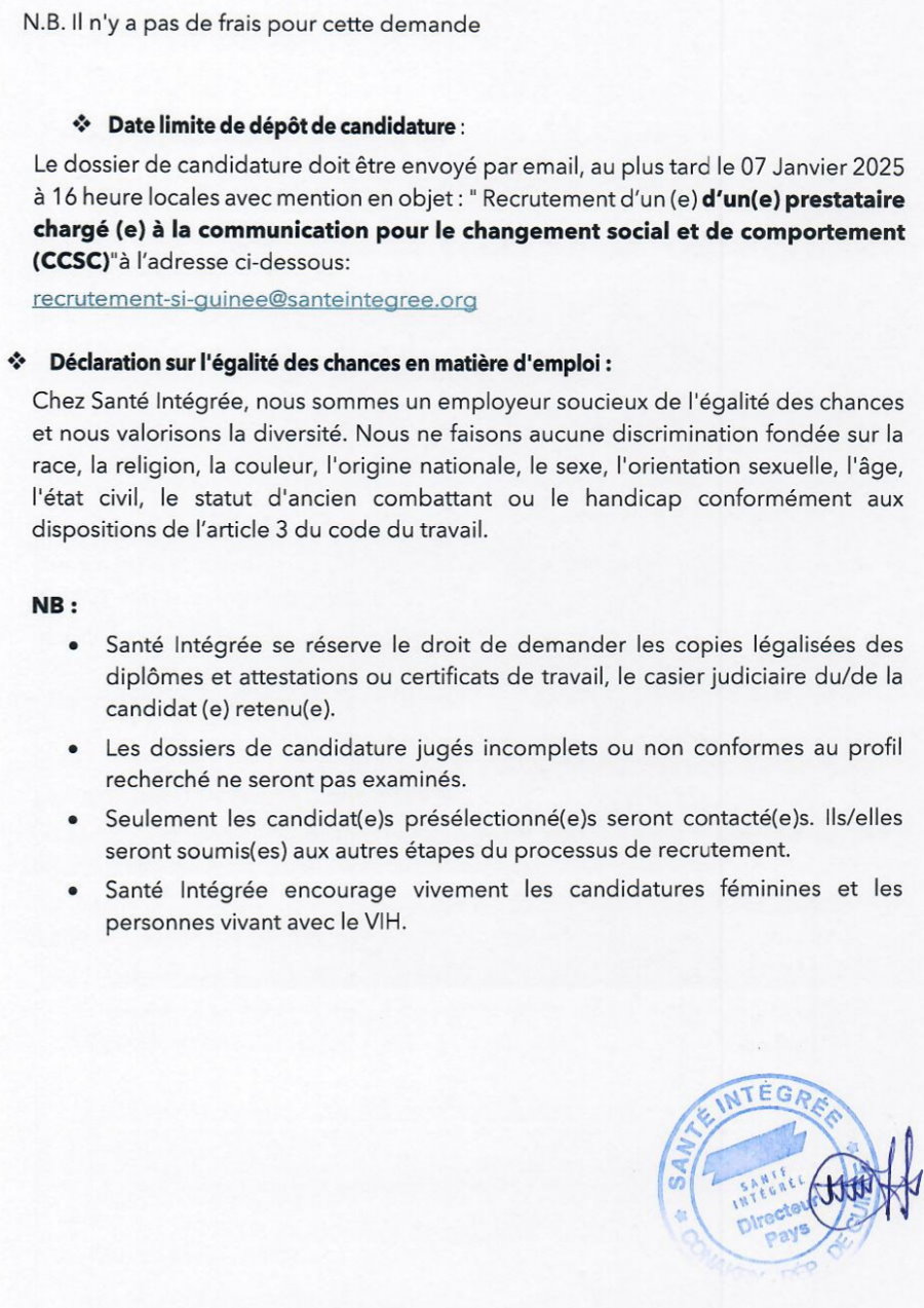 Recrutement d'un(e) prestataire chargé (e) de la Communication pour le Changement Social et de Comportement | Page 4