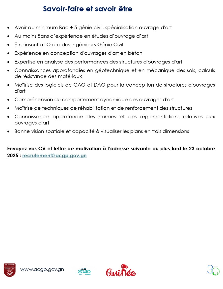 AVIS DE RECRUTEMENT D'UN(E) INGENIEUR OUVRAGE D’ART | Page 2