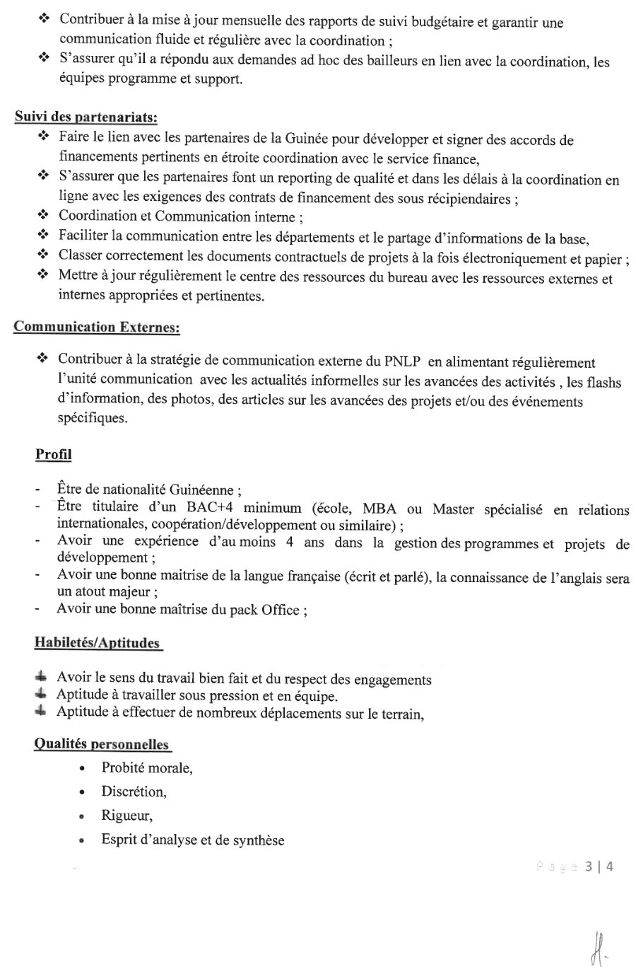 Recrutement de Chargé(e) des Relations Institutionnelles et Partenariat | page 3