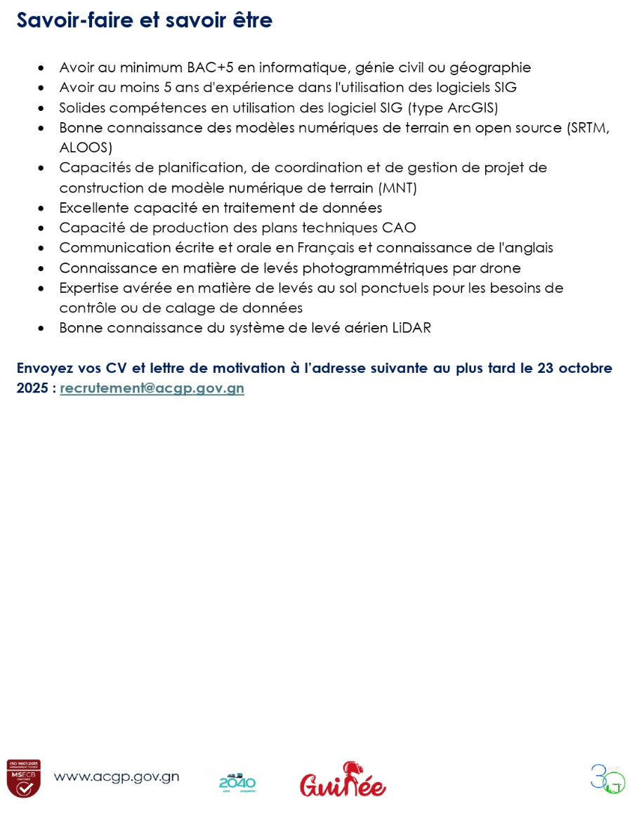 Avis de recrutement d'un(e) specialiste sig / mnt (chef.fe du pÔle mnt)  | Page 2