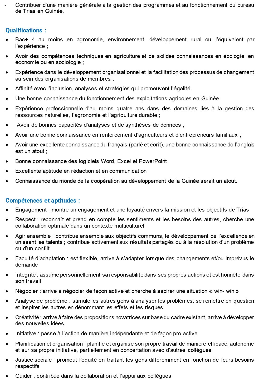 AVIS DE RECRUTEMENT D'UN(E) CONSEILLER(E) DURABILITÉ ENVIRONNEMENTALE BUREAU PAYS TRIAS GUINÉE | Page 3