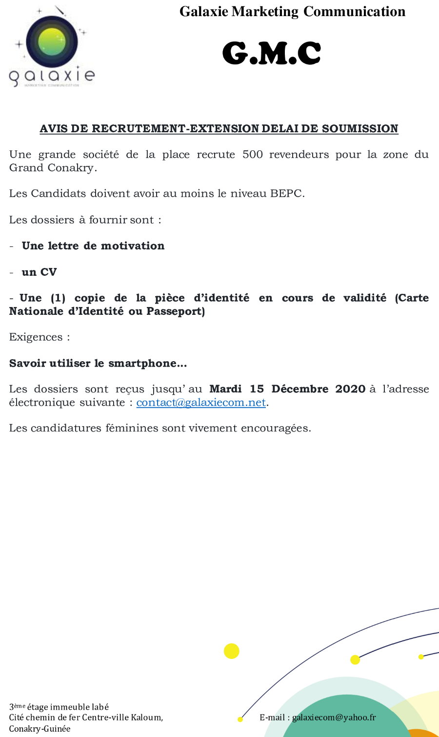 Offres d'emploi en guinée - Recrutement de Vendeurs