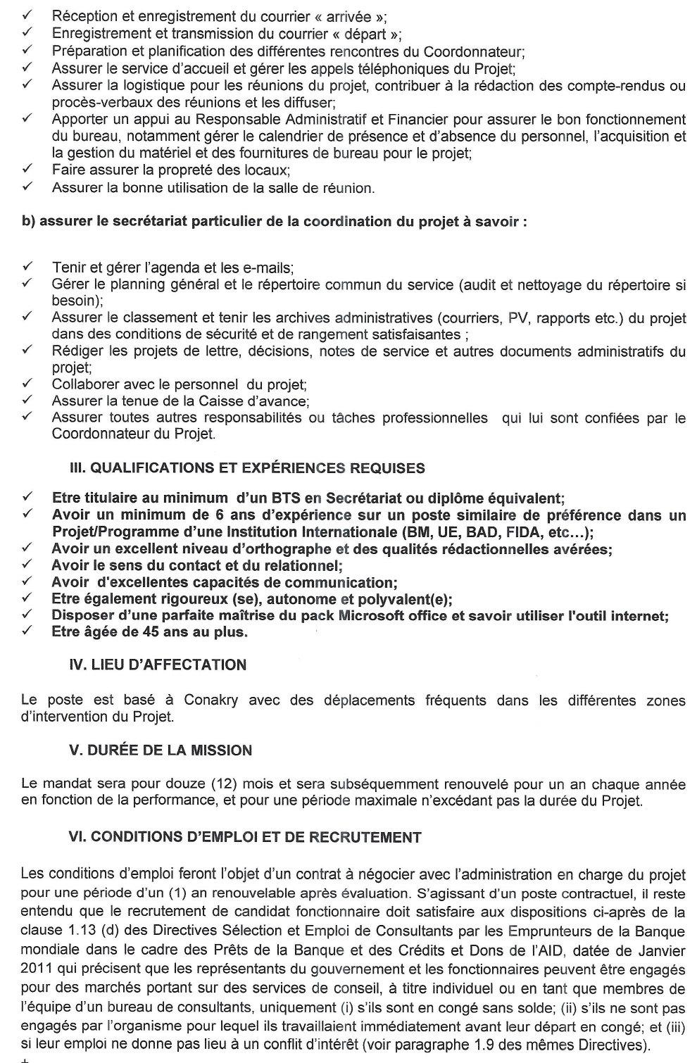 Sollicitation De Manifestation D’intérêt Pour Le Recrutement D’un (E) Assistant (E) Administratif (Ve) En Faveur Du PGRNME | Page 2