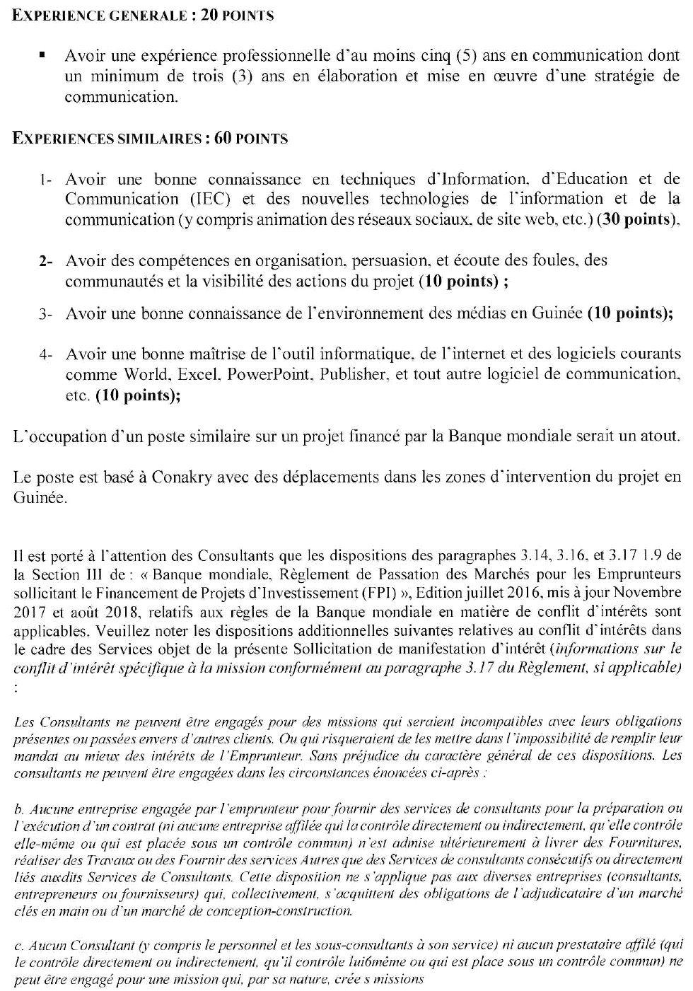 Demande de manifestation d'intérêt pour le Recrutement d’Un Spécialiste en Communication pour le PDACG | Page 3