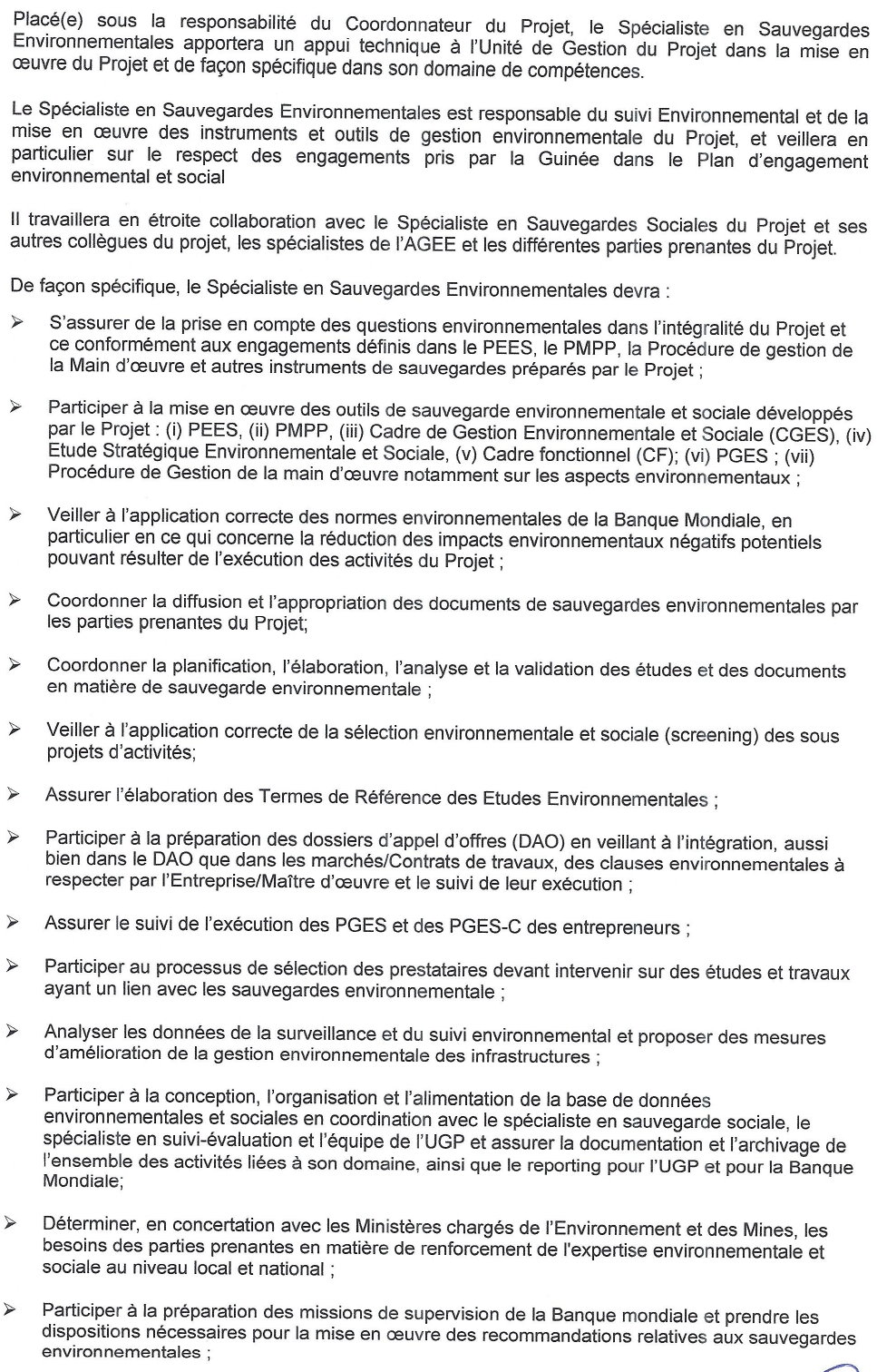 Sollicitation De Manifestation D'intérêt Pour Le Recrutement D'un Spécialiste En Sauvegarde Environnementale En Faveur Du | Page 2