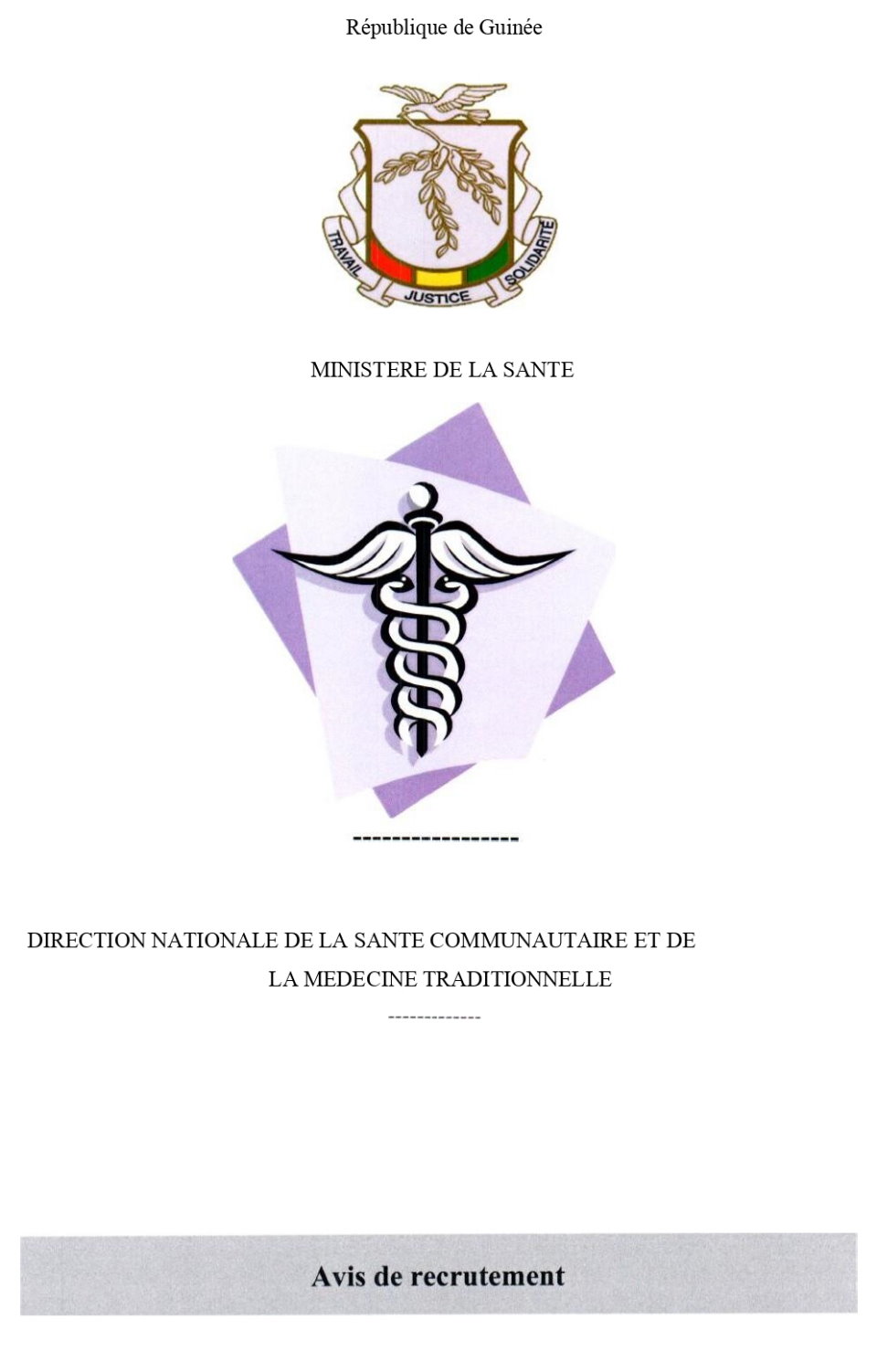 Avis De Recrutement D'un(e) Charge(e) De Suivi Evaluation | page 1