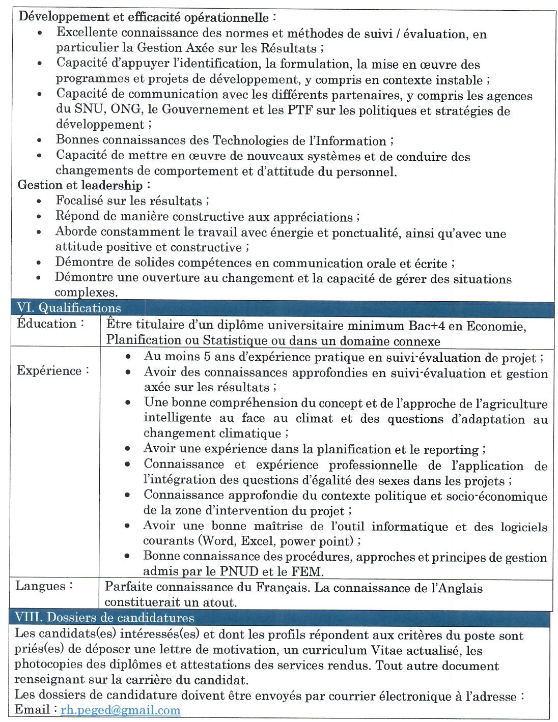Avis de recrutement D'un Expert/e National/e en Suivi-évaluation du projet « Renforcement de la résilience et de capacités d'adaptation des communautés les plus vulnérables au changement climatique en Guinée Forestière » | Page 3