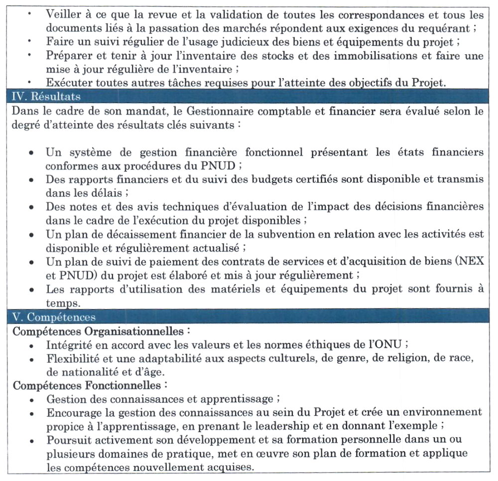 Avis de recrutement d'un Gestionnaire comptable et financier du projet | PAGE 3