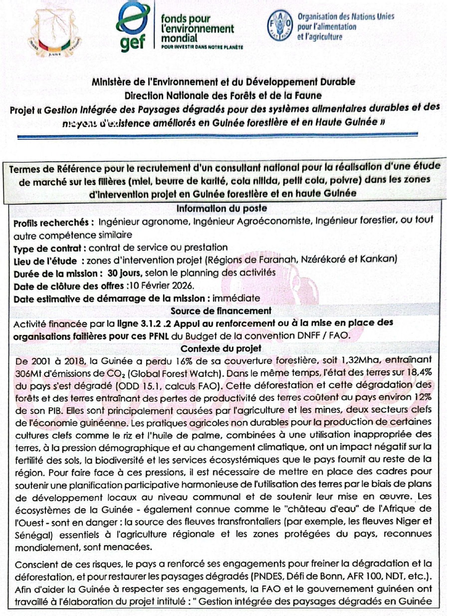 Avis de recrutement d’ingénieur agronome, Ingénieur Agroéconomiste, Ingénieur forestier, ou tout autre compétence similaire | Page 1