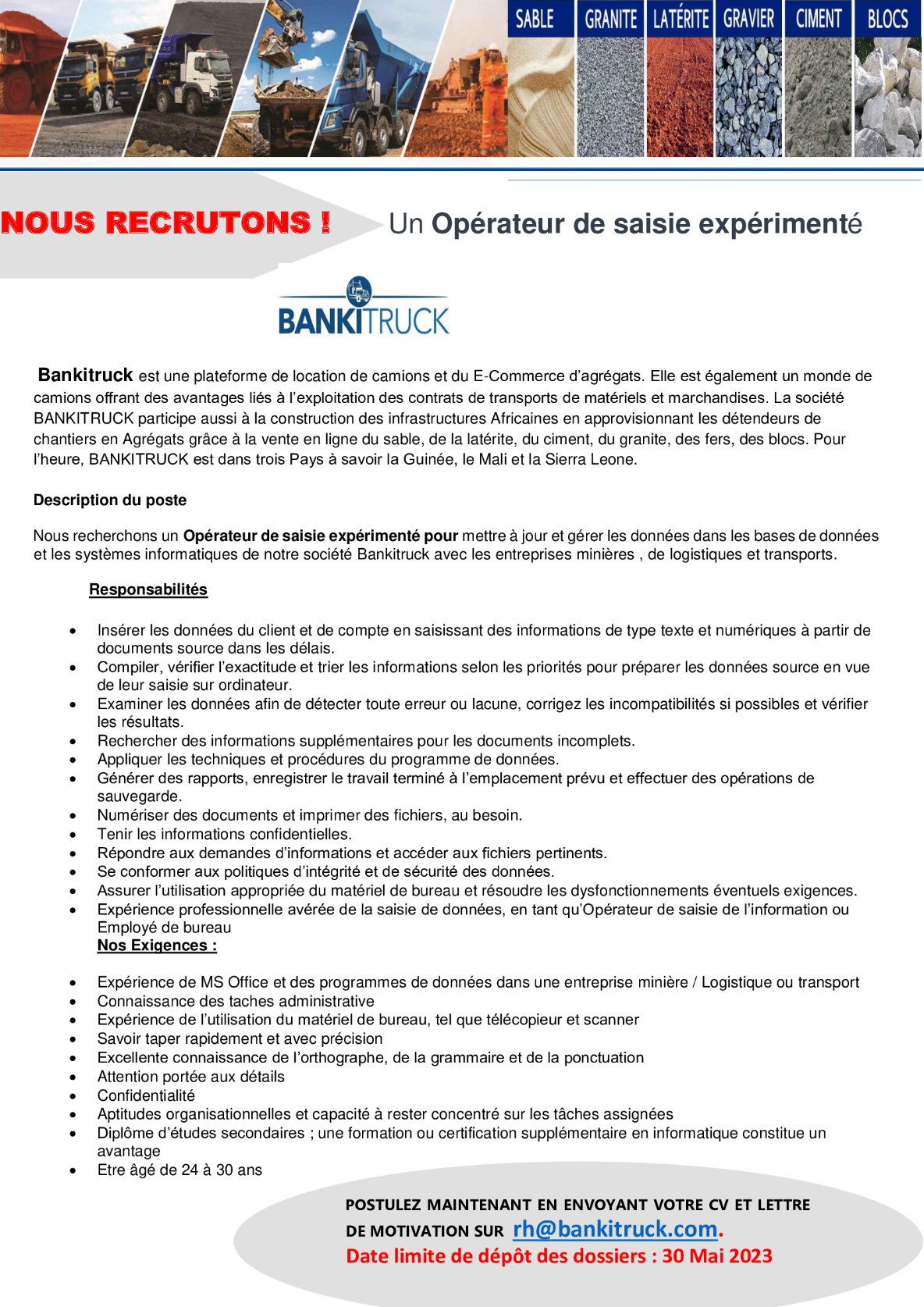 Terme de Référence pour le Recrutement d’un Responsable Administratif et Financier 