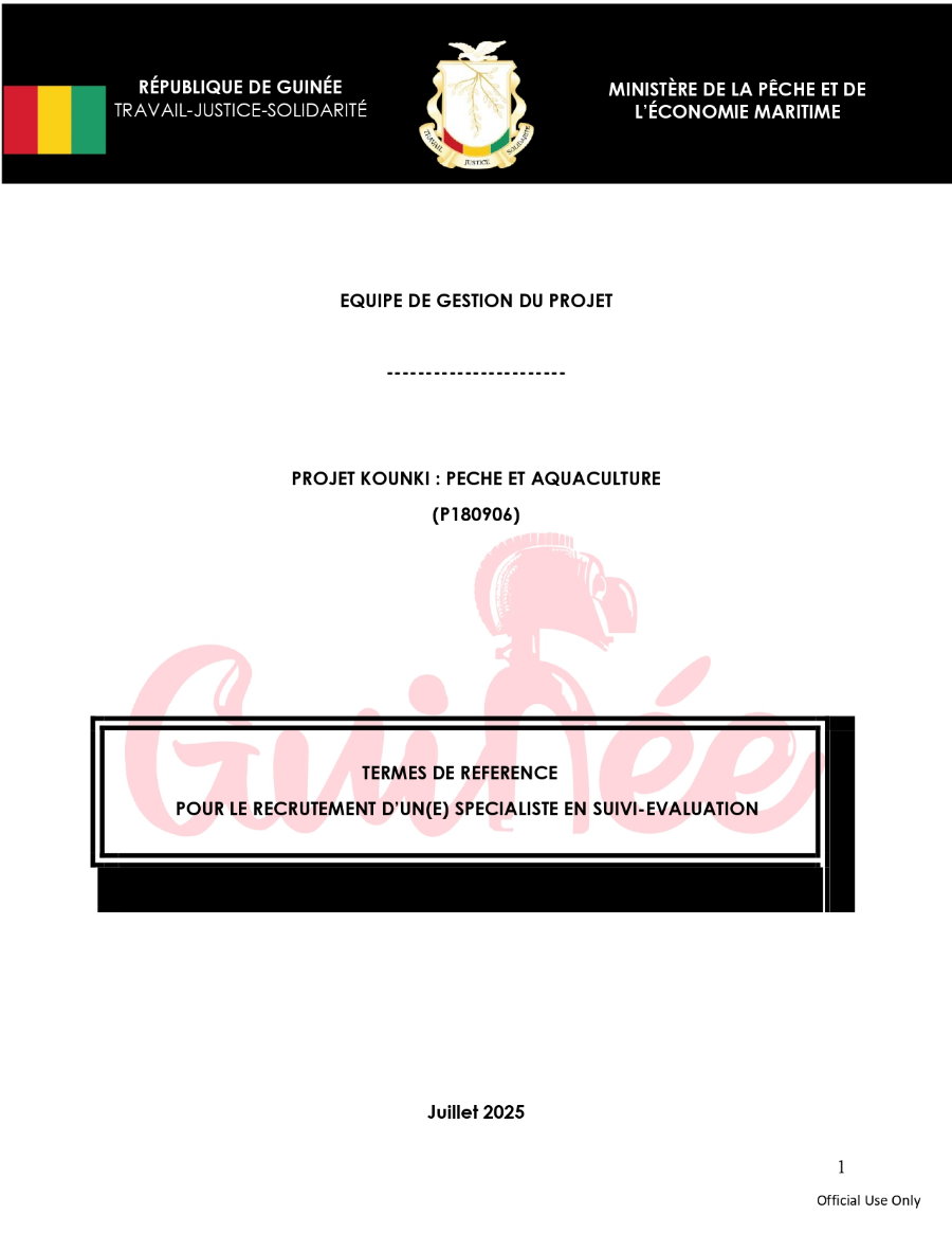 TERMES DE REFERENCE POUR LE RECRUTEMENT D’UN(E) SPECIALISTE EN SUIVI-EVALUATION | Page 1