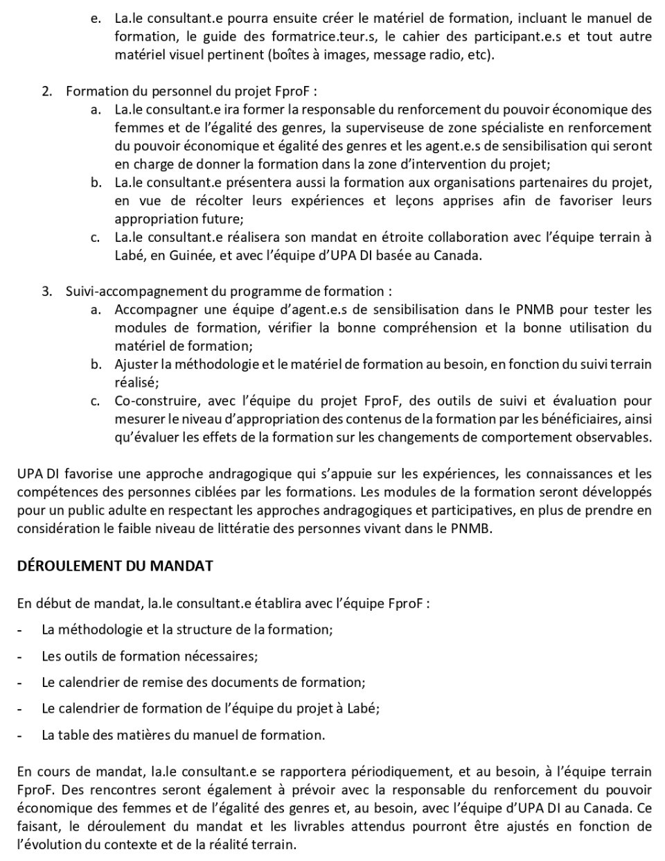 Consultant.e en égalité de genre pour le développement d’un programme de formation en égalité de genre, en violences basées sur le genre et en masculinités positives | Page 3