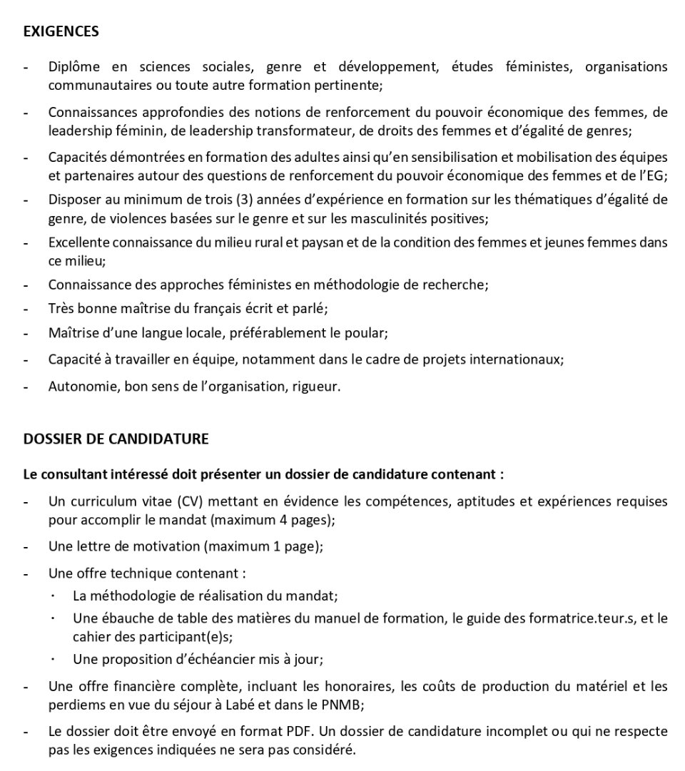 Consultant.e en égalité de genre pour le développement d’un programme de formation en égalité de genre, en violences basées sur le genre et en masculinités positives | Page 5