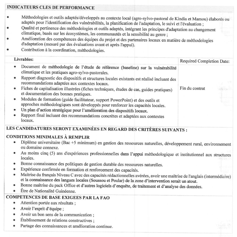 Avis de recrutement expert(e) national(e) d'appui methodologique du projet | Page 2
