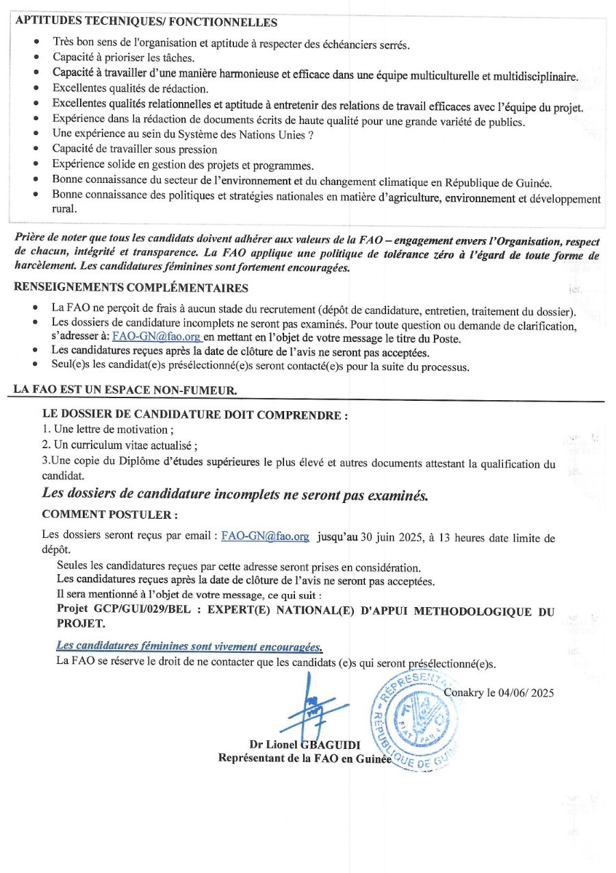 Avis de recrutement expert(e) national(e) d'appui methodologique du projet | Page 3