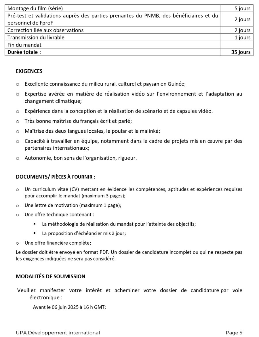 Consultant.e en élaboration de capsules vidéo pour le projet Femmes pro-Forêts en Guinée | page 5