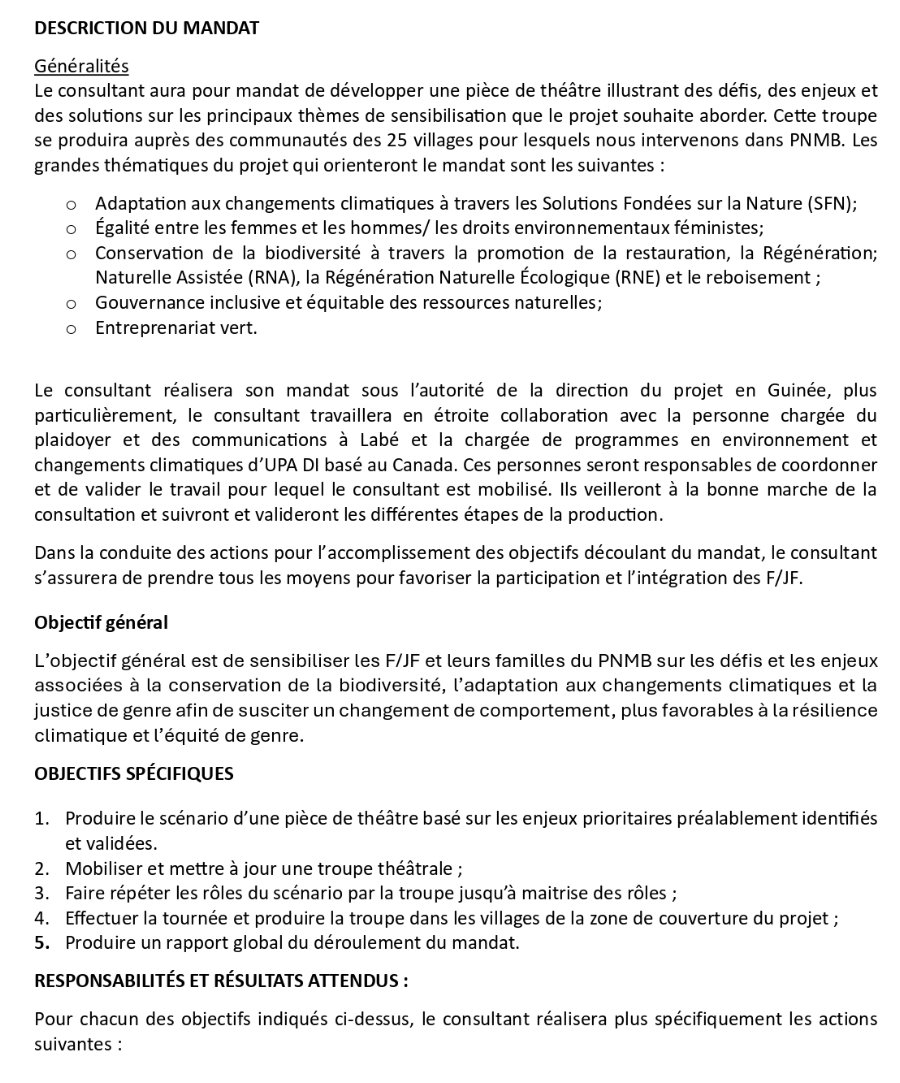 Consultant.e en élaboration d’une pièce de théâtre et sa production dans les villages pour le projet  Femmes pro-Forêts en Guinée | Page 2