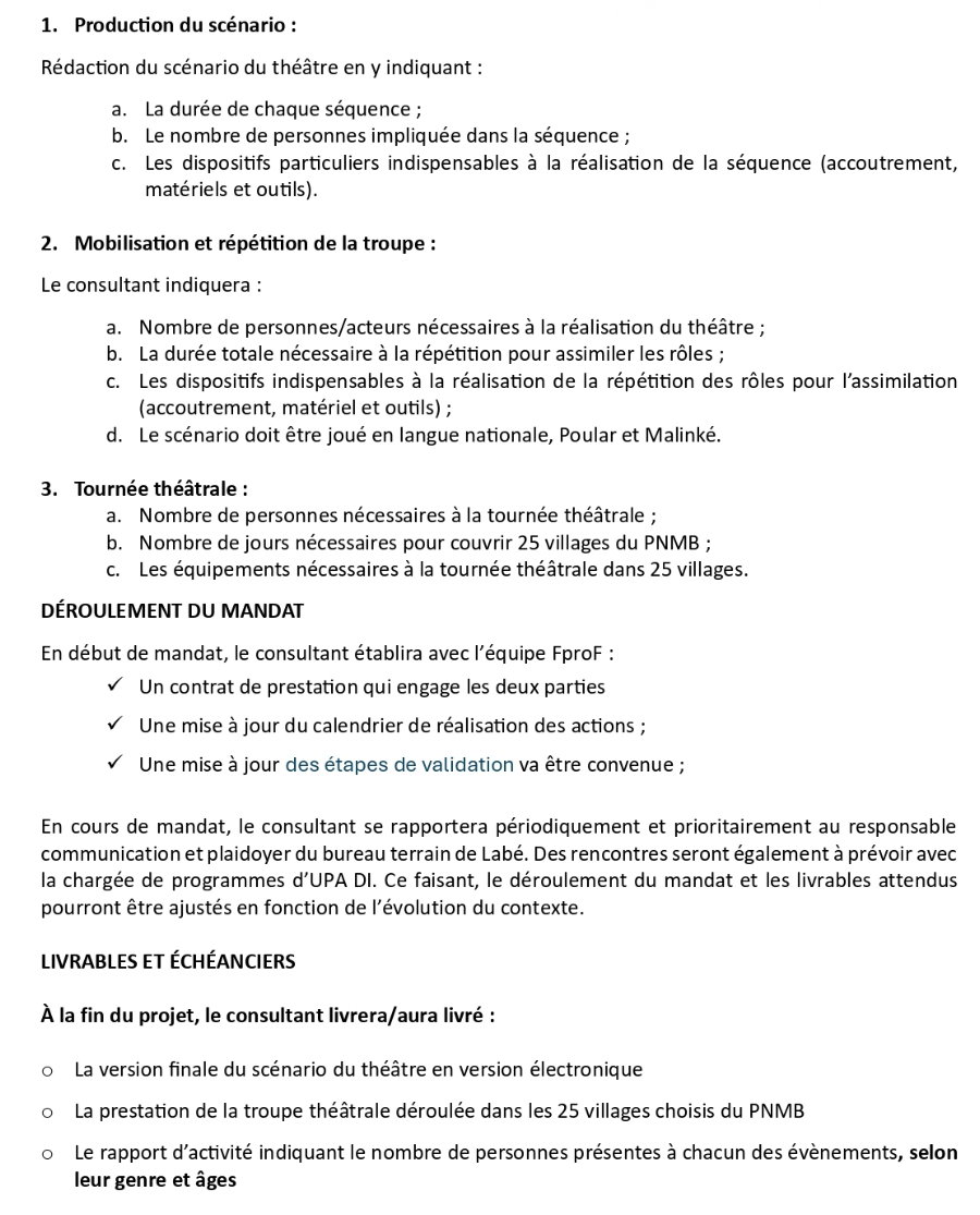 Consultant.e en élaboration d’une pièce de théâtre et sa production dans les villages pour le projet  Femmes pro-Forêts en Guinée | Page 3