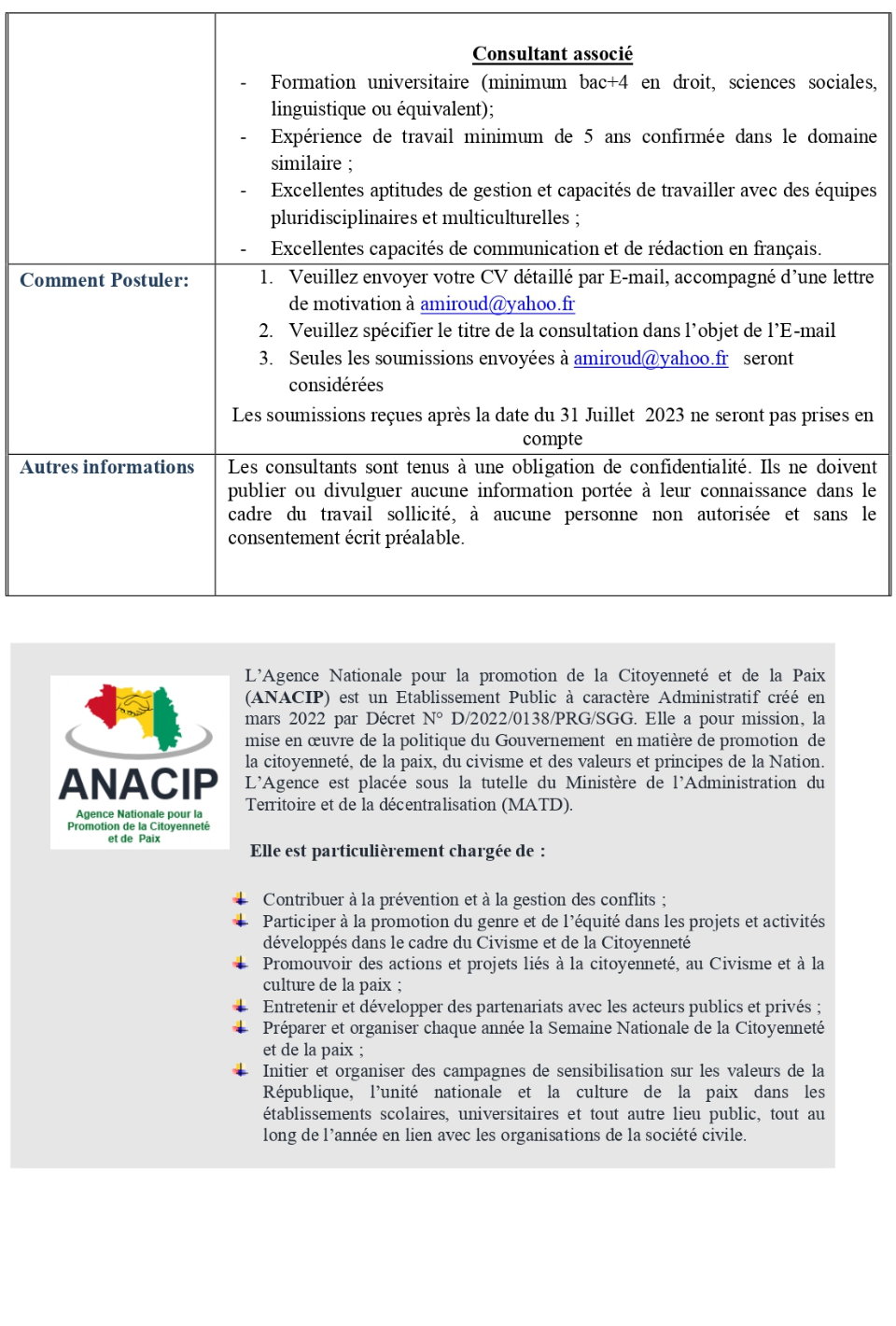 TERMES DE REFERENCES Consultants en appui à l’élaboration et le développement d’un Programme National d’Education Civique | Page 3