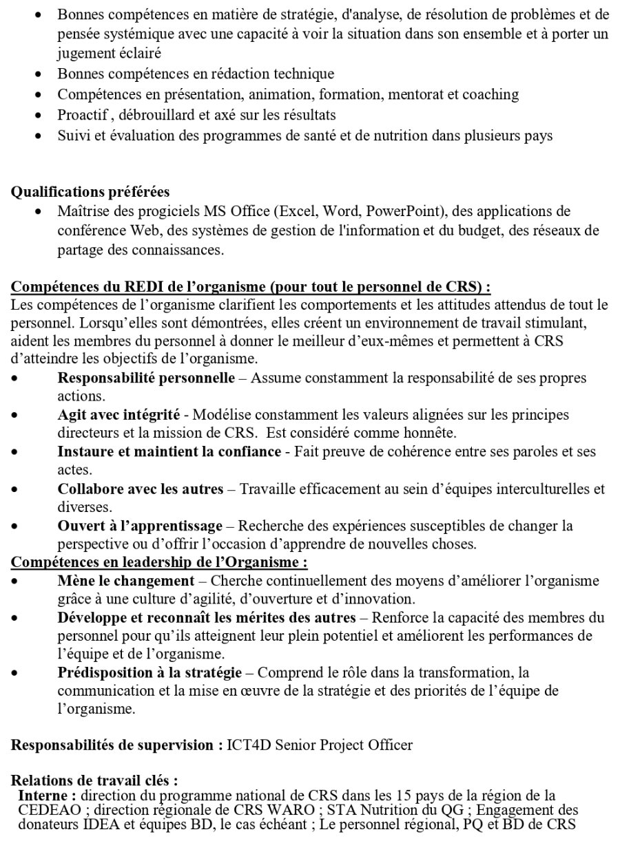 Avis de recrutement du poste de Conseiller technique I – MEAL et systèmes de données | Page 3