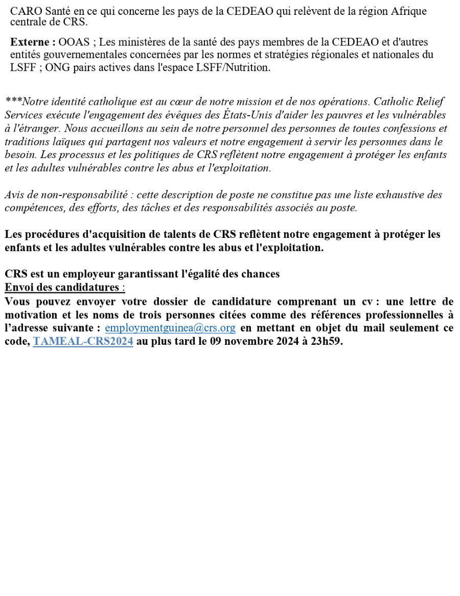 Avis de recrutement du poste de Conseiller technique I – MEAL et systèmes de données | Page 4