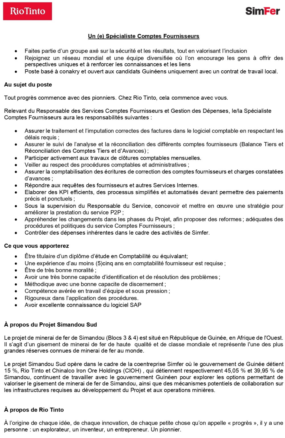 Un (e) Spécialiste Comptes Fournisseurs | page 1