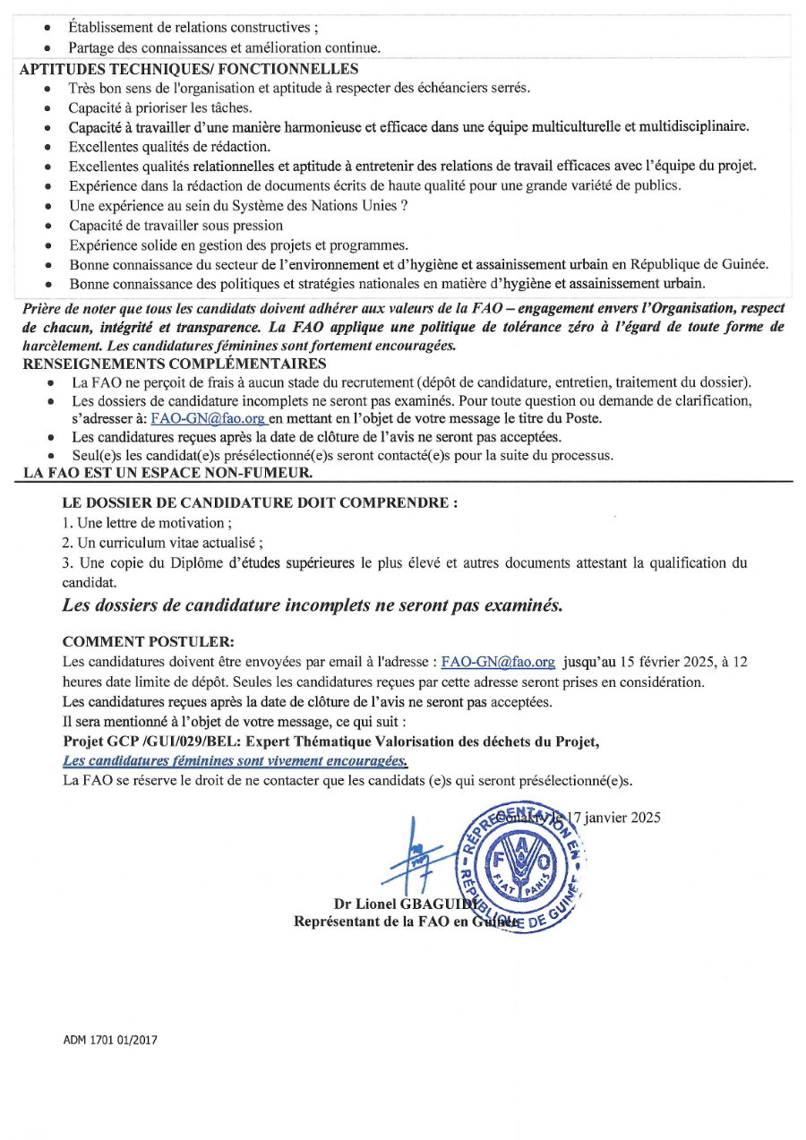RECRUTEMENT D'UN EXPERT THEMATIQUE EN VALORISATION DES DECHETS | Page 3