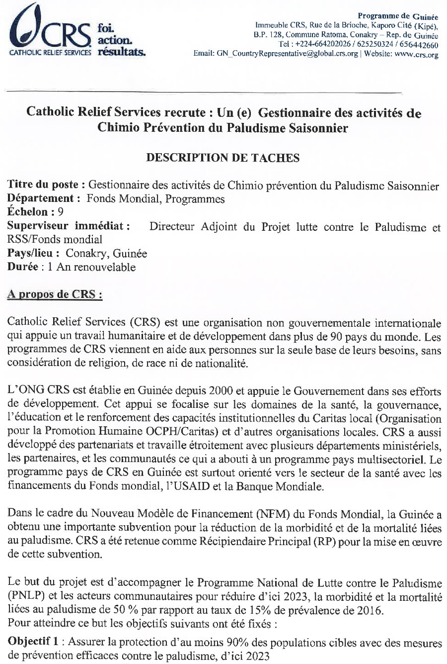 Offres d'emploi Crs en guinée p1