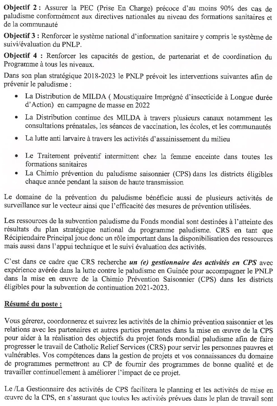Offres d'emploi Crs en guinée p2