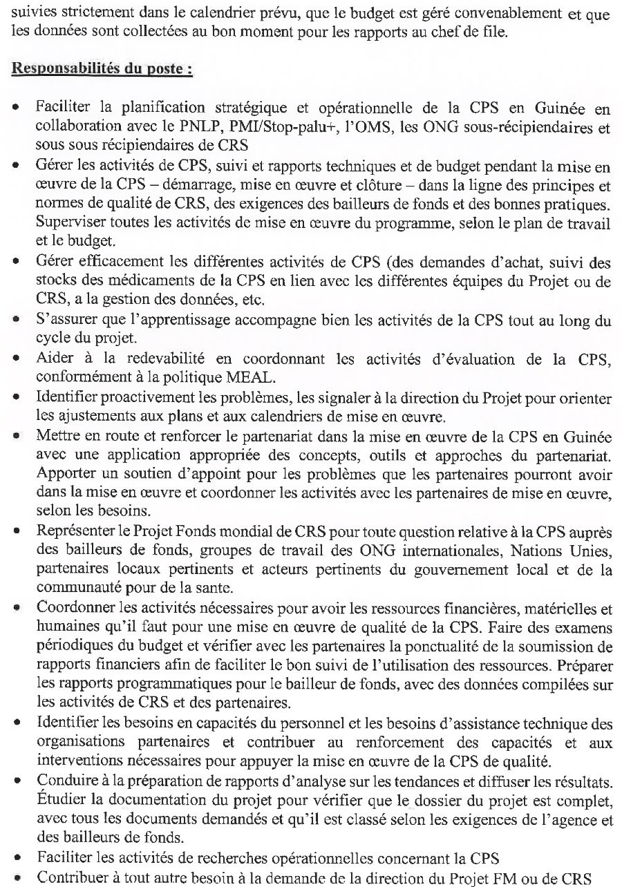 Offres d'emploi Crs en guinée p3