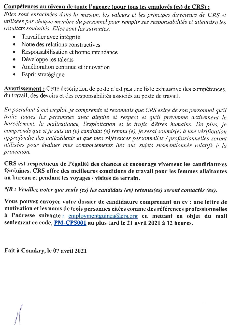 Offres d'emploi Crs en guinée p5