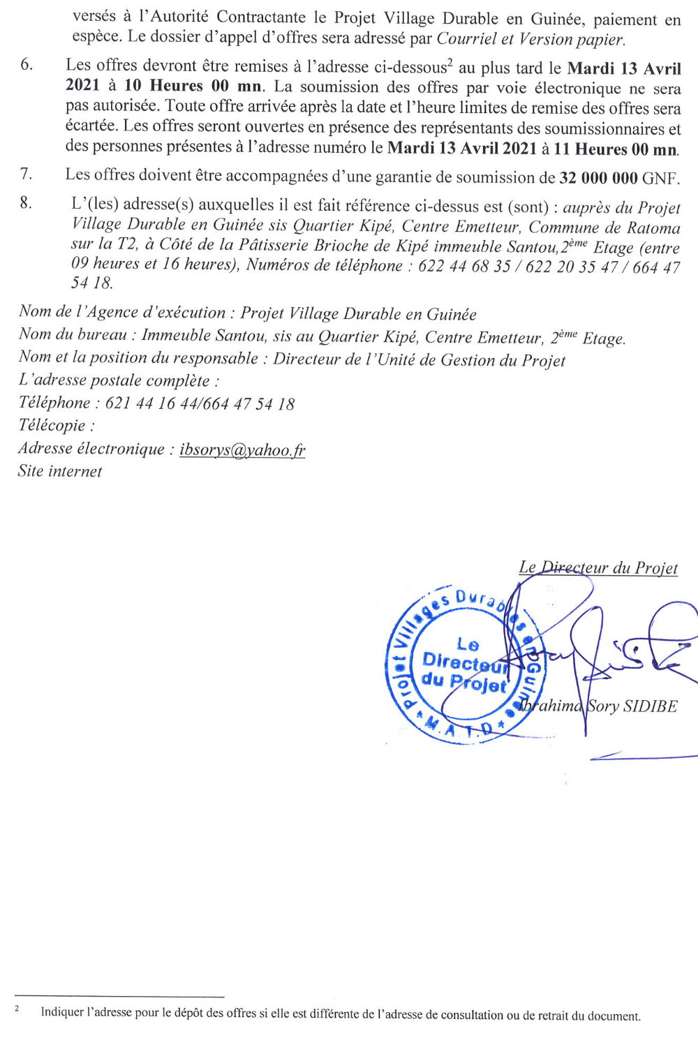 Appels d'offres en guinée conakry - villages d'enfants p2