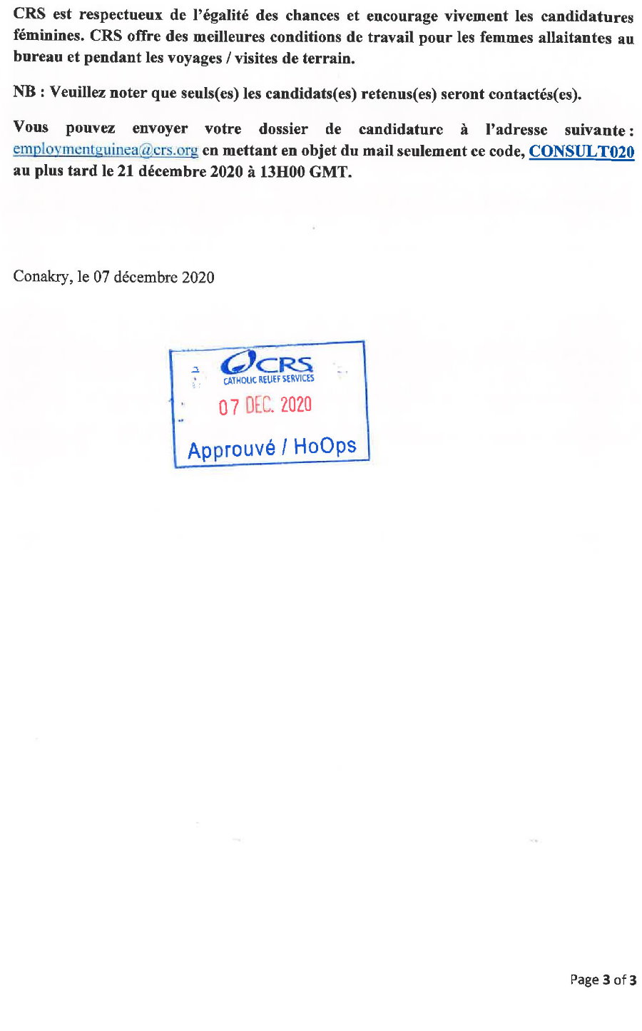 Termes de référence CRS pour le recrutement d'un cabinet en conseil fiscal - Appel d'offre page 3