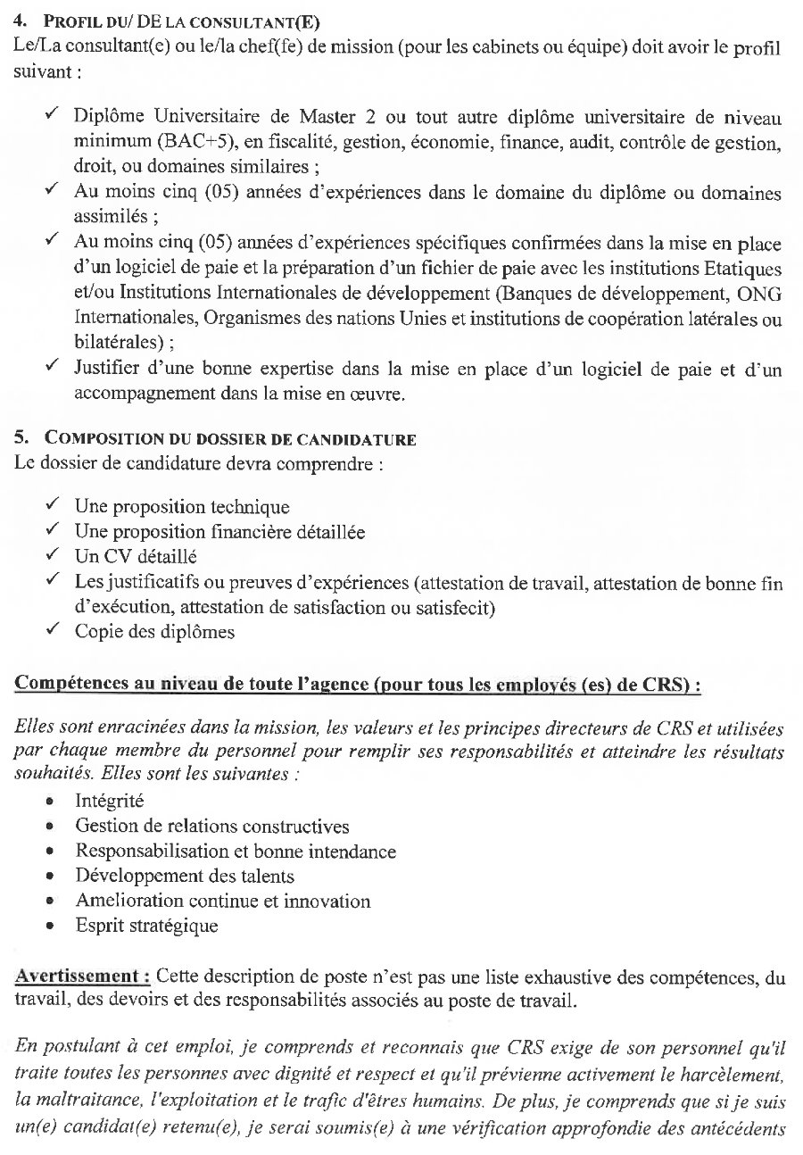 Termes de Références CRS en guinée pour le Recrutement d'Un Cabinet  - Appel d'Offres Page 2