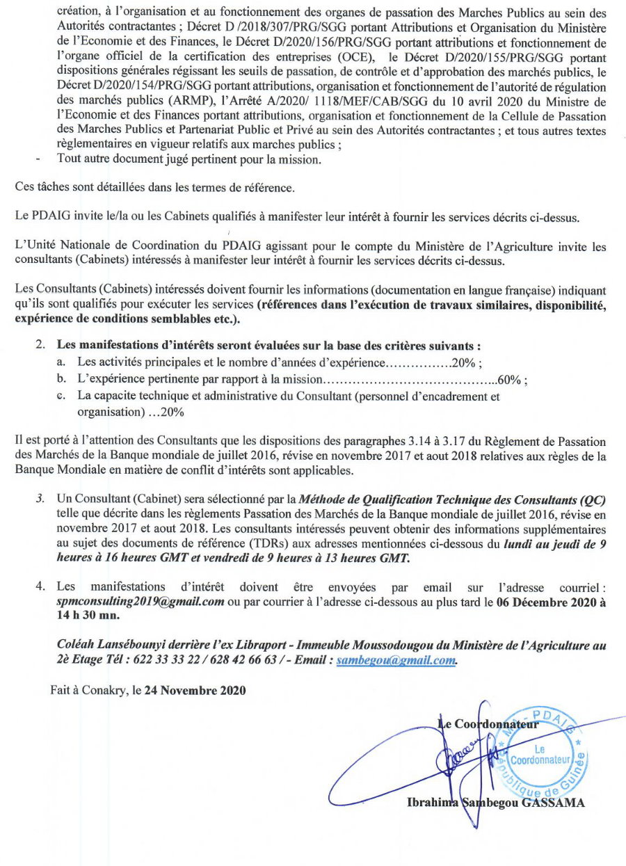 Appels d'offres en guinée - sercices de consultant PDAIG Page2