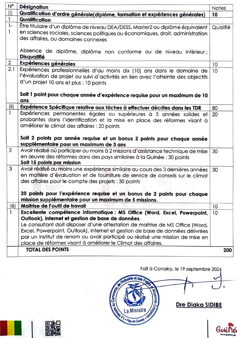 Avis d'appel Public à manifestation d'intérêt pour le recrutement d'un Secrétaire Permanent au compte du Guinée Business Forum « GBF » | Page 4