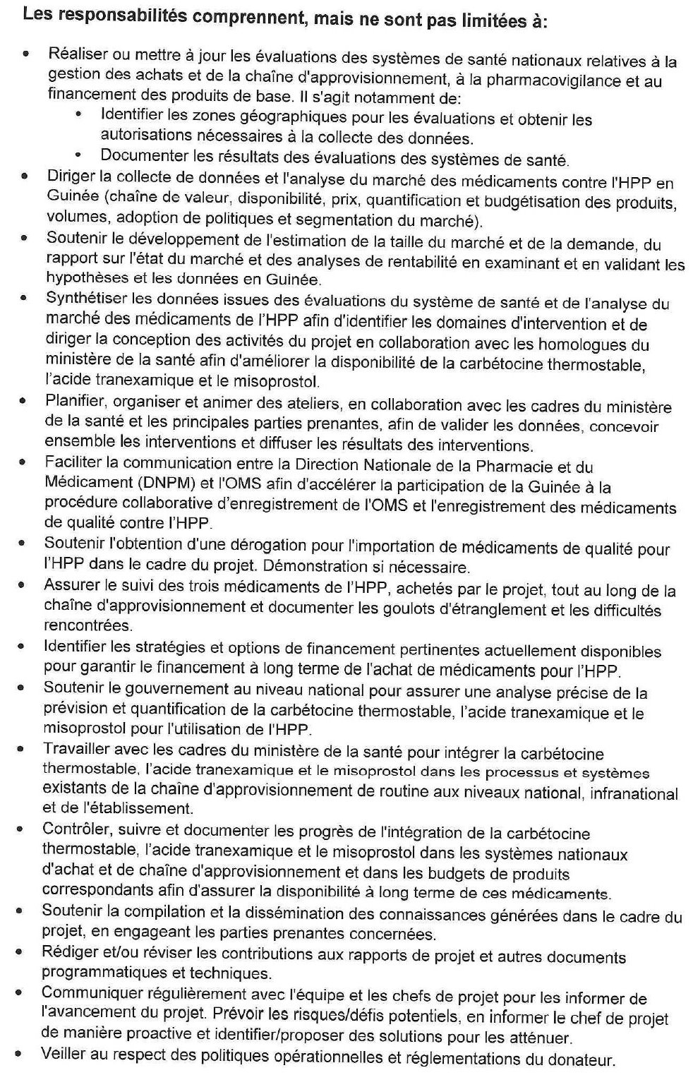 Avis de Recrutement d’un (e) Conseiller (e) Technique Accès aux Médicaments | Page 2