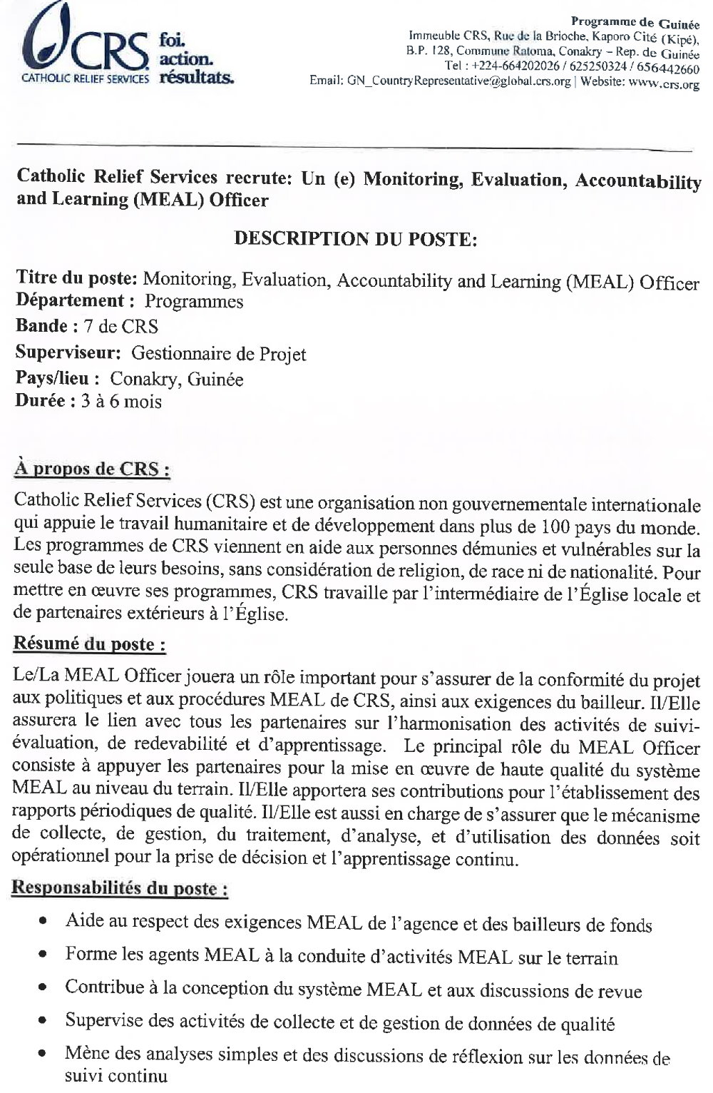 Offres d'emplois en Guinée conakry p1