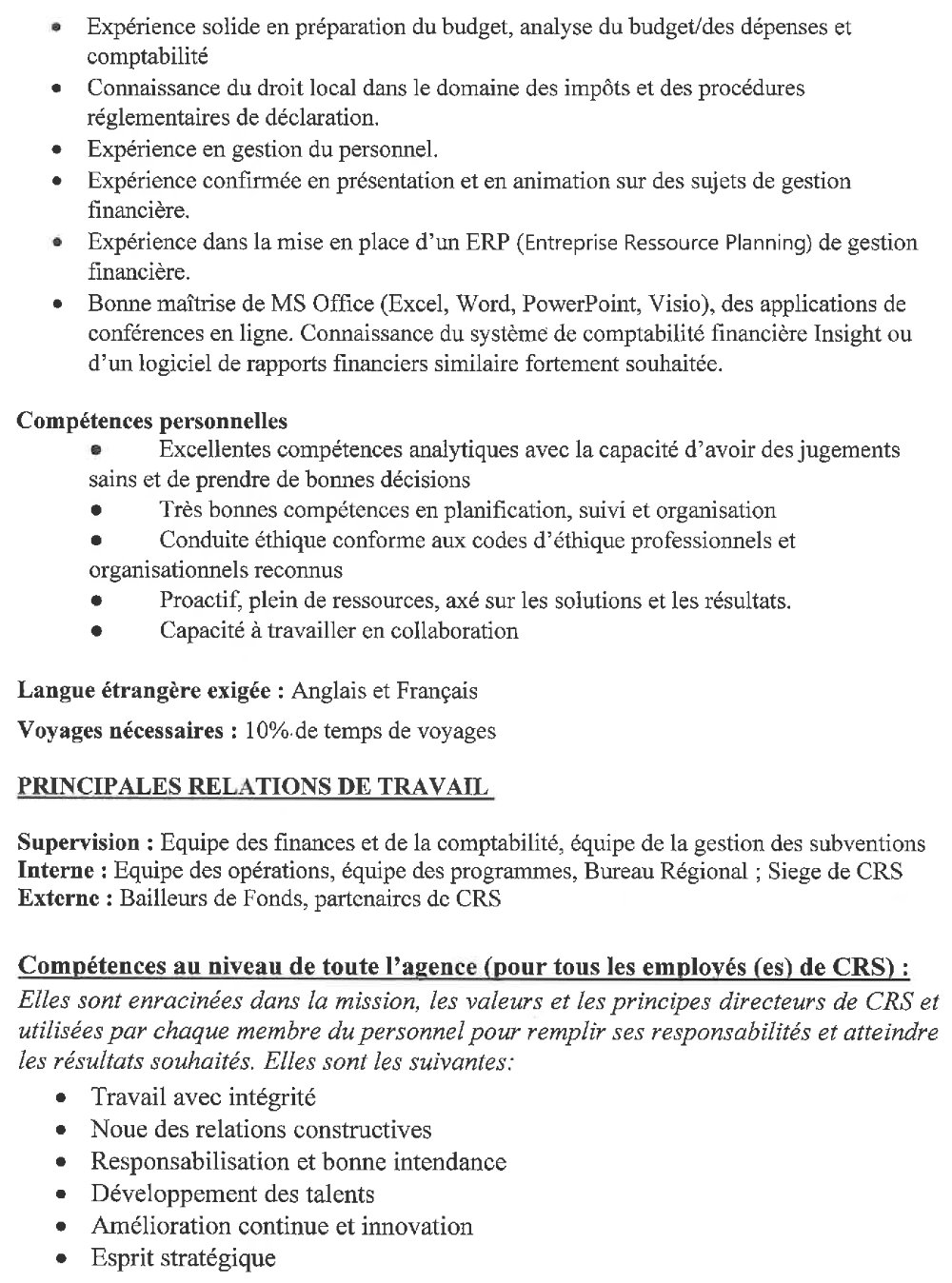Avis De Recrutement d’un(e) Directeur / Directrice des Finances Page3