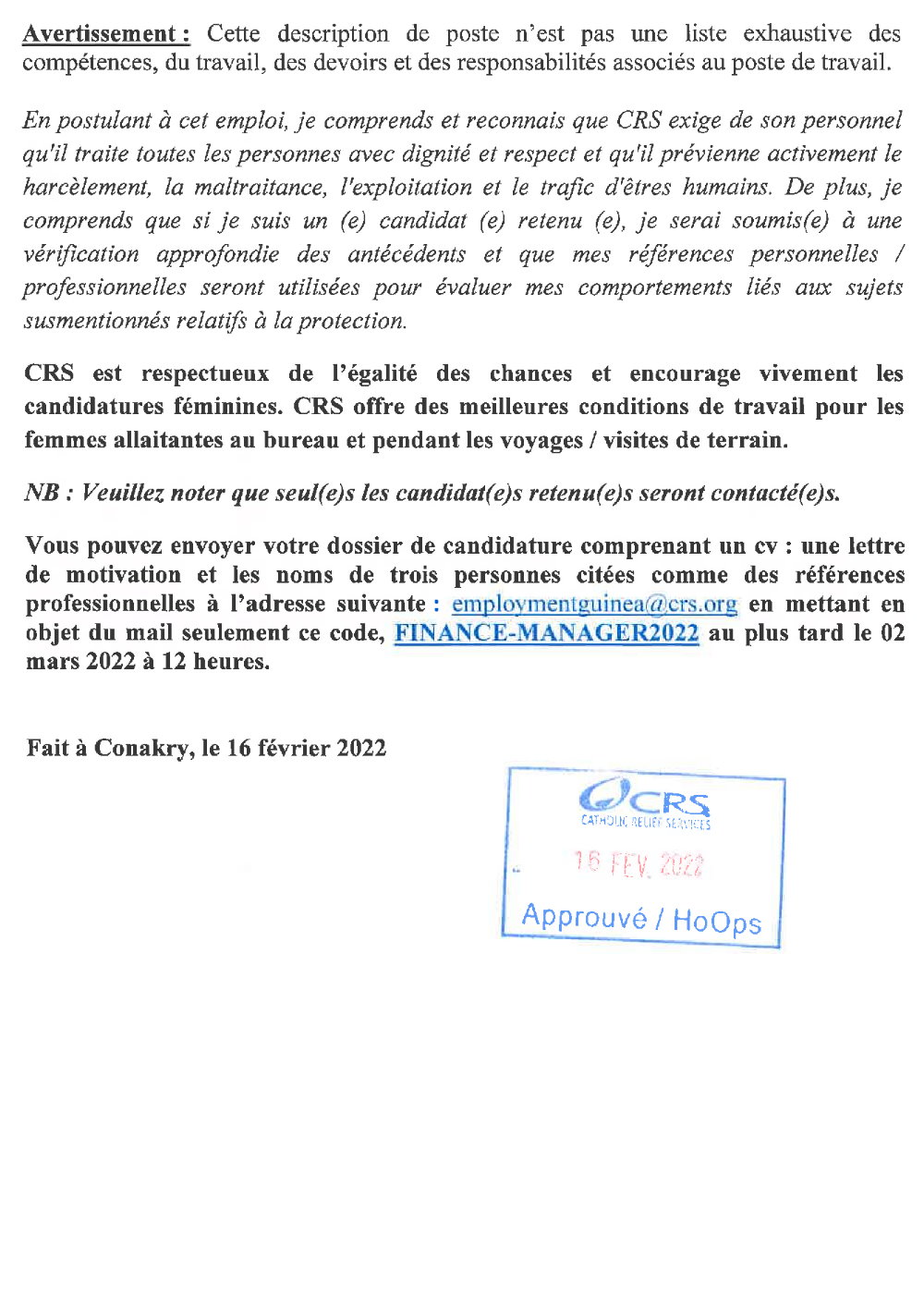 Avis De Recrutement d’un(e) Directeur / Directrice des Finances Page4