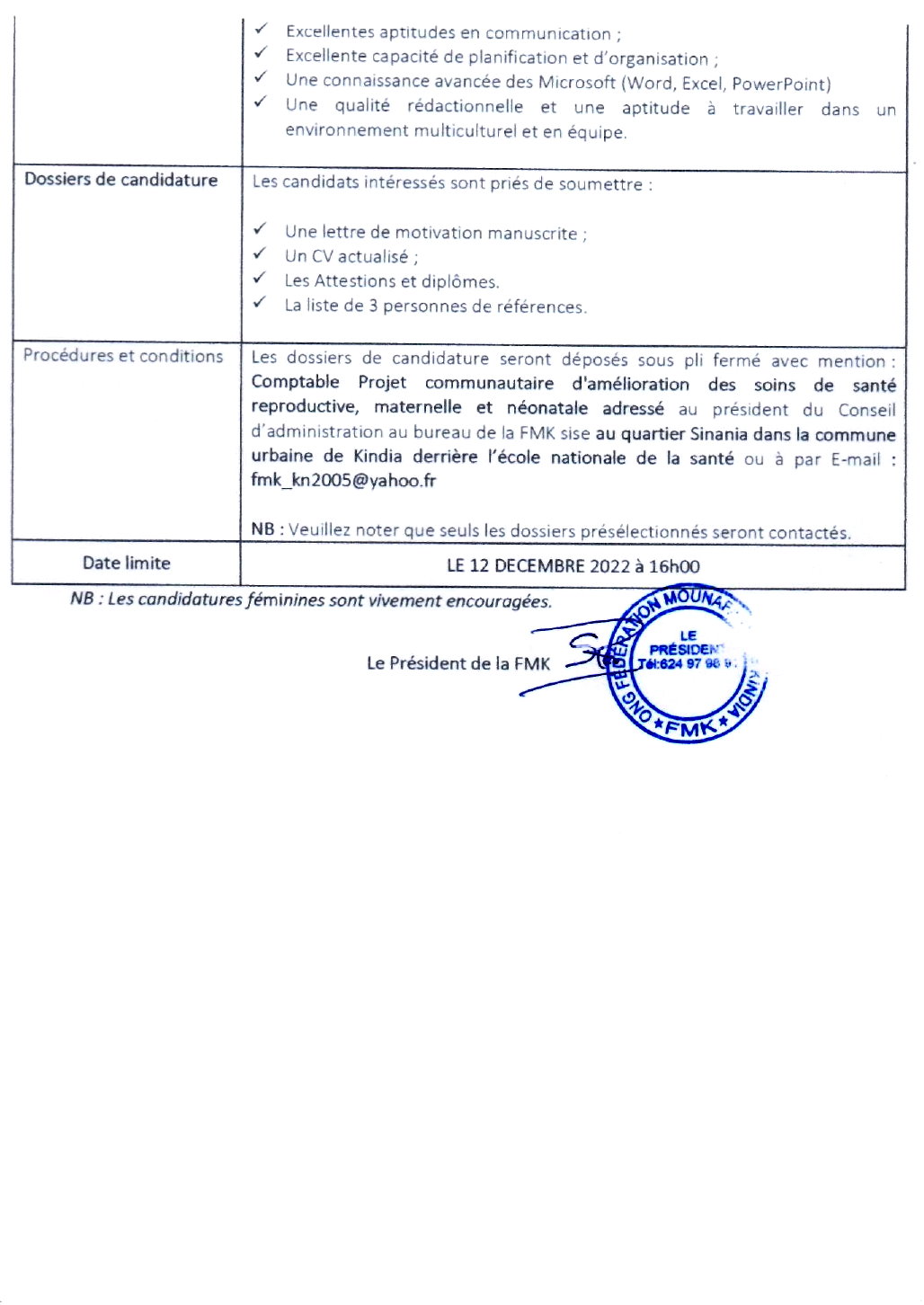 Avis de recrutement d'un (e) Comptable projet pour la Coordination de la gestion comptable et financière du Projet | Page 3