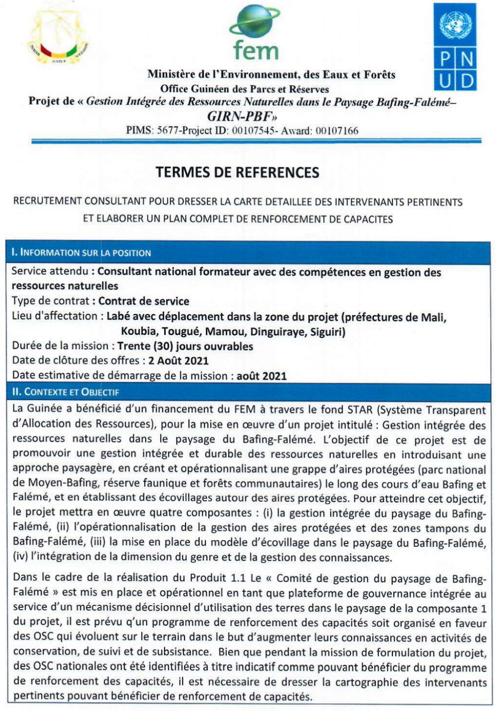 Un Consultant national formateur avec des compétences en gestion des ressources naturelles
