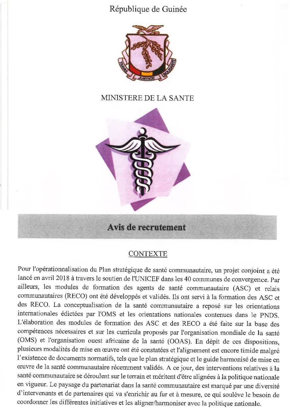 Offres d'emploi en guinée conakry