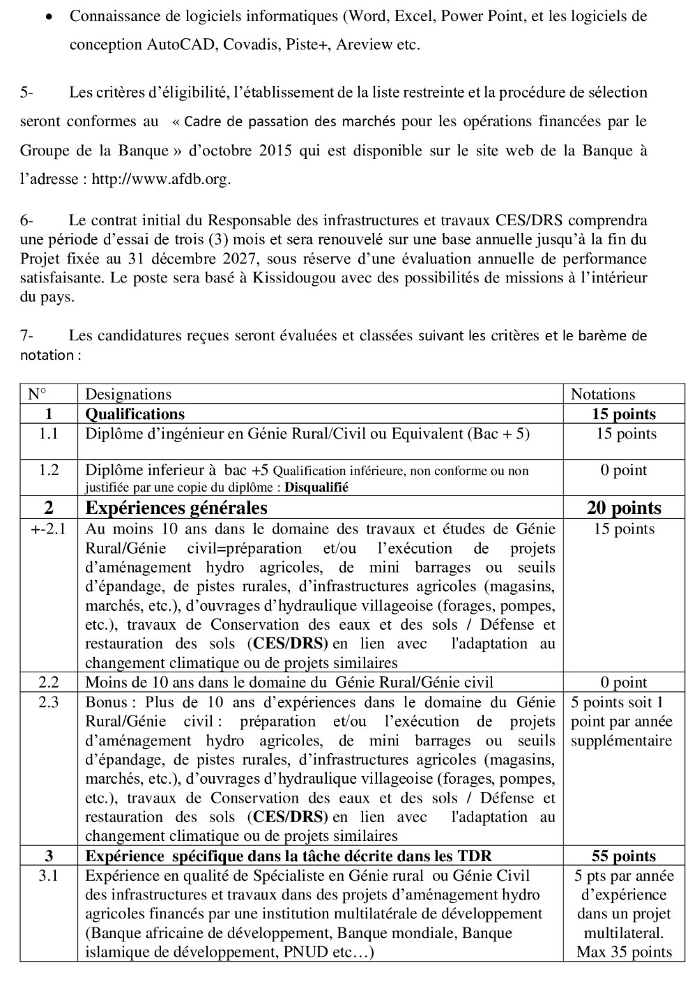 AVIS À MANIFESTATION D’INTÉRÊT pour le Recrutement d’un Responsable des infrastructures et travaux CES/DRS du Projet P2R2S Guinée | Page 2