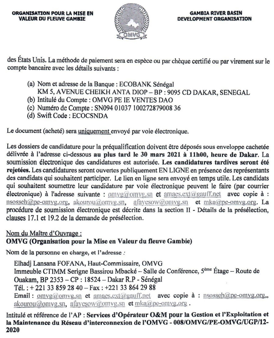 Appel d'Offres en guinée - omvg p2