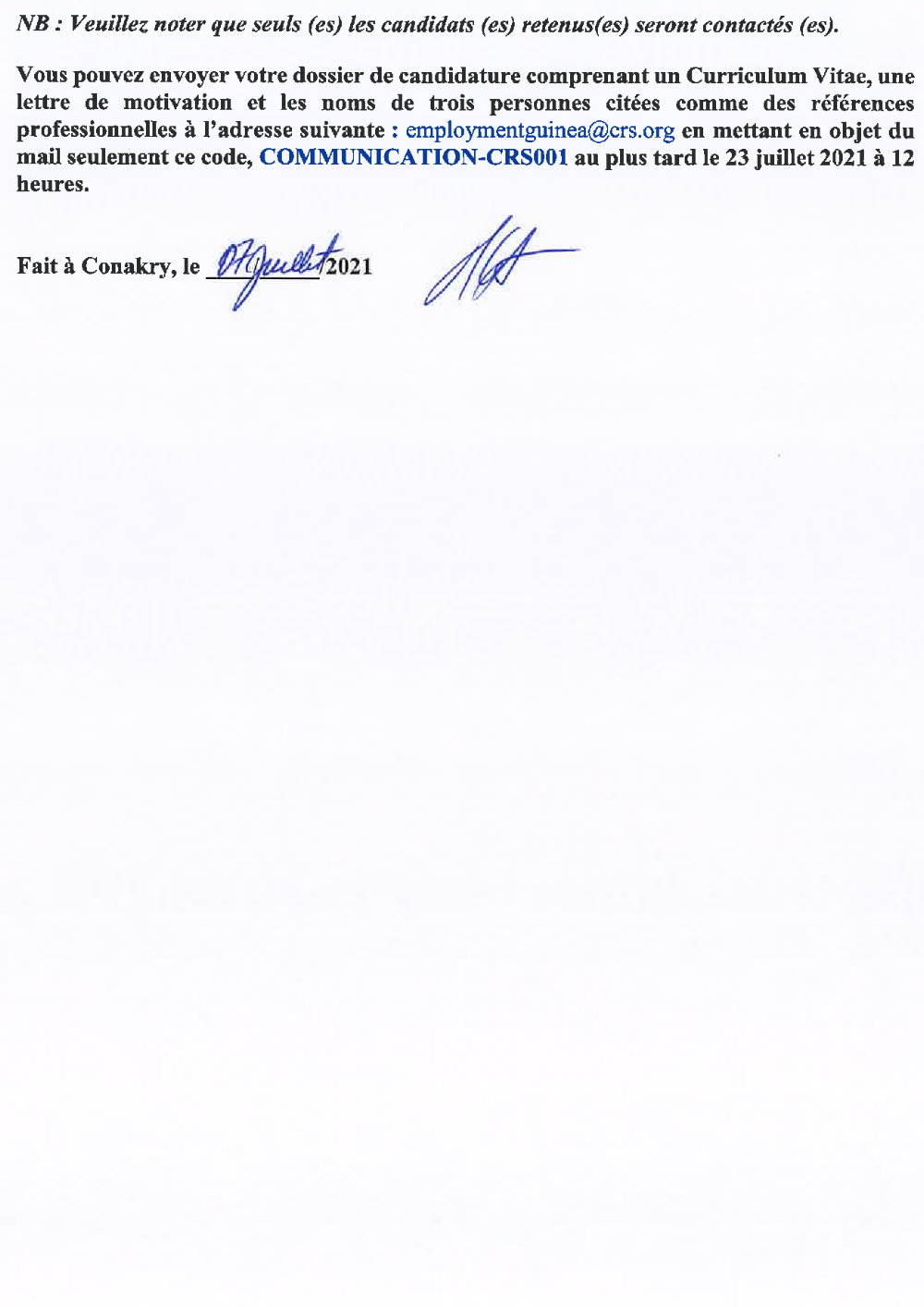 Recrutement D'un Chargé(e) Des Communications - CRS p4