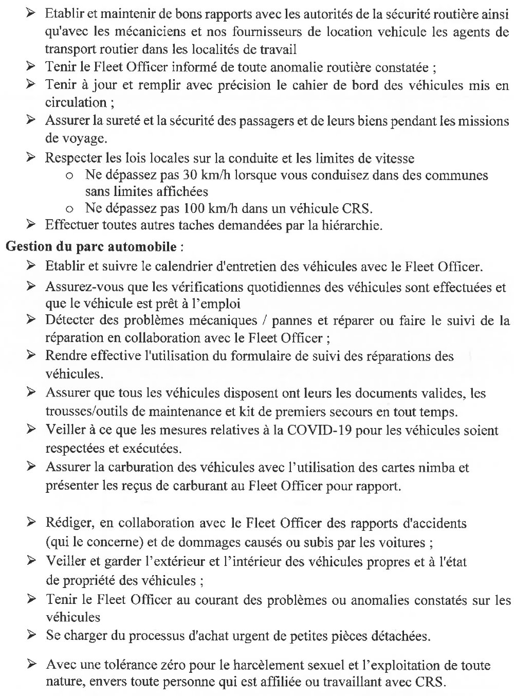 Avis de recrutement de deux(2) chauffeurs page 2