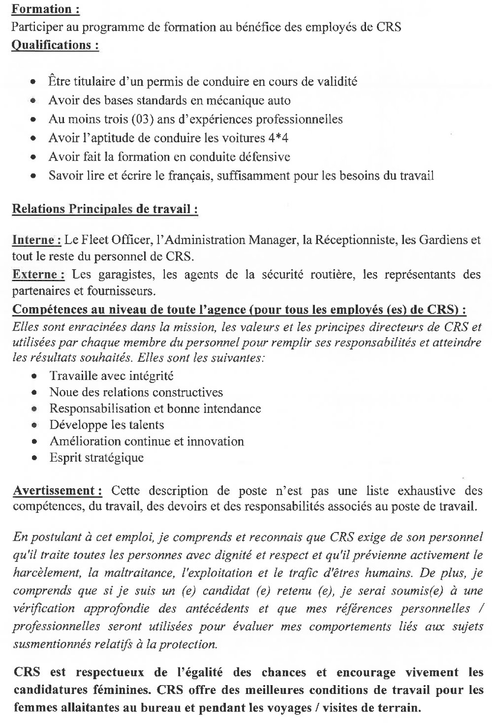 Avis de recrutement de deux(2) chauffeurs page 3